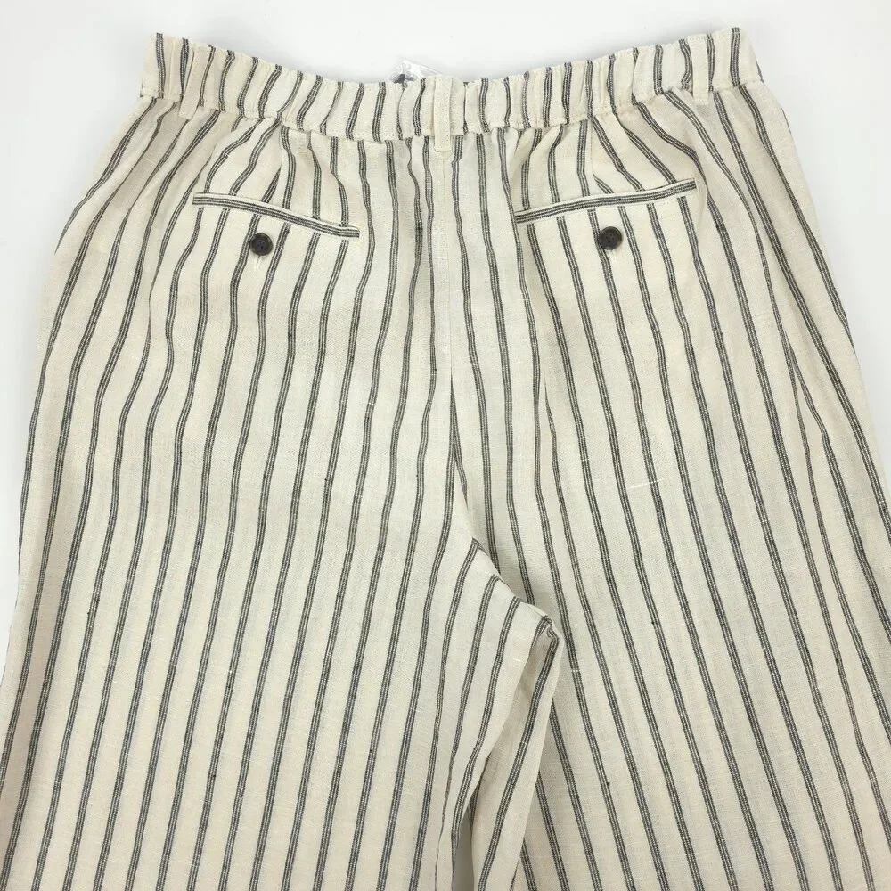 NWT J Crew Harbor Wide Leg pant striped linen Beachy Boho Resort Coastal Preppy